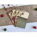 Red and green Christmas-themed journaling cards with diamond patterns. 